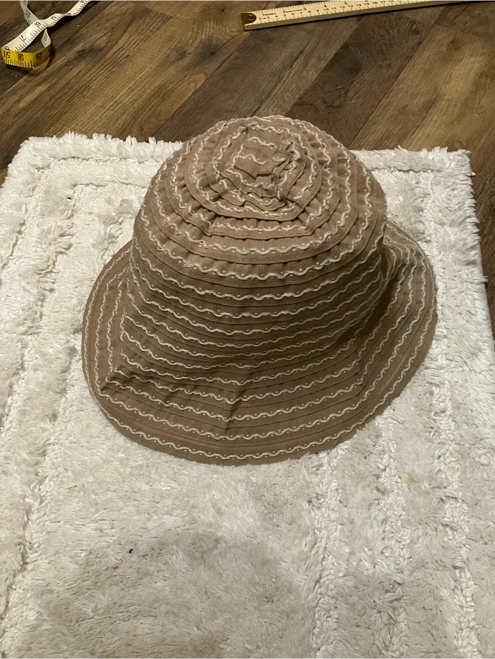 Neutral Tan Women's Sun Hat with White Stitching